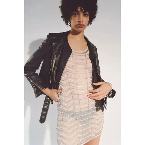 UO Twiggy Sheer Embellished Mini Dress size XS - Picture 1 of 8